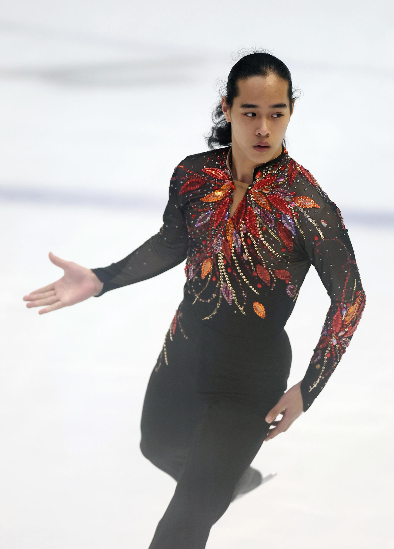 全日本ジュニア選手権の男子フリーで演技する田中蓮音（撮影・前田充）