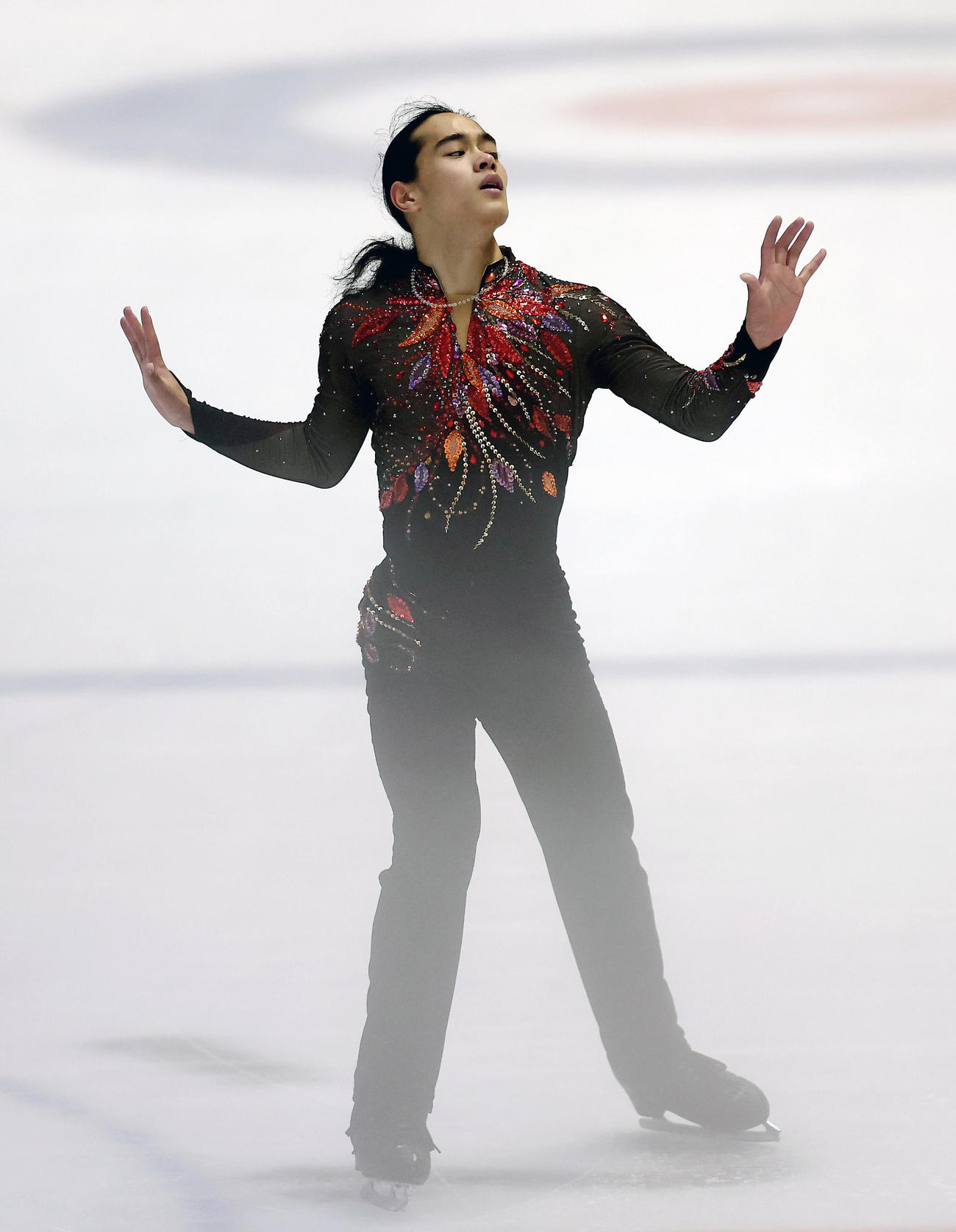 全日本ジュニア選手権の男子フリーで演技する田中蓮音（撮影・前田充）