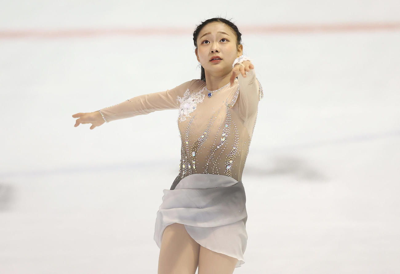 全日本ジュニア選手権の女子フリーで演技する和田薫子（撮影・前田充）