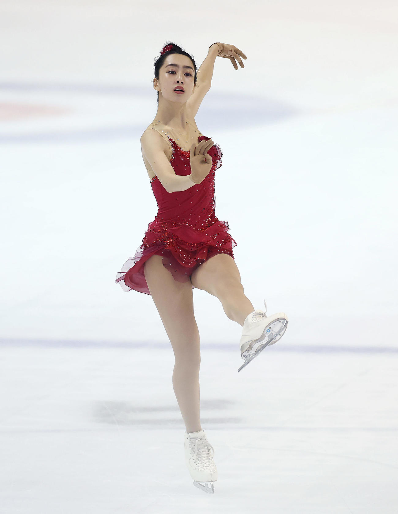 全日本ジュニア選手権の女子フリーで演技する櫛田育良（撮影・前田充）