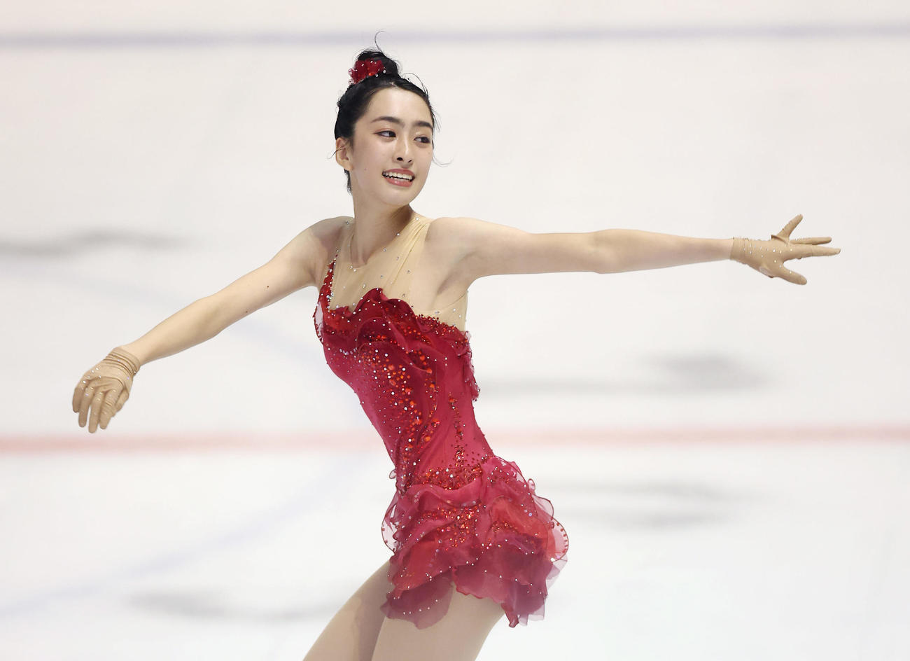 全日本ジュニア選手権の女子フリーで演技する櫛田育良（撮影・前田充）