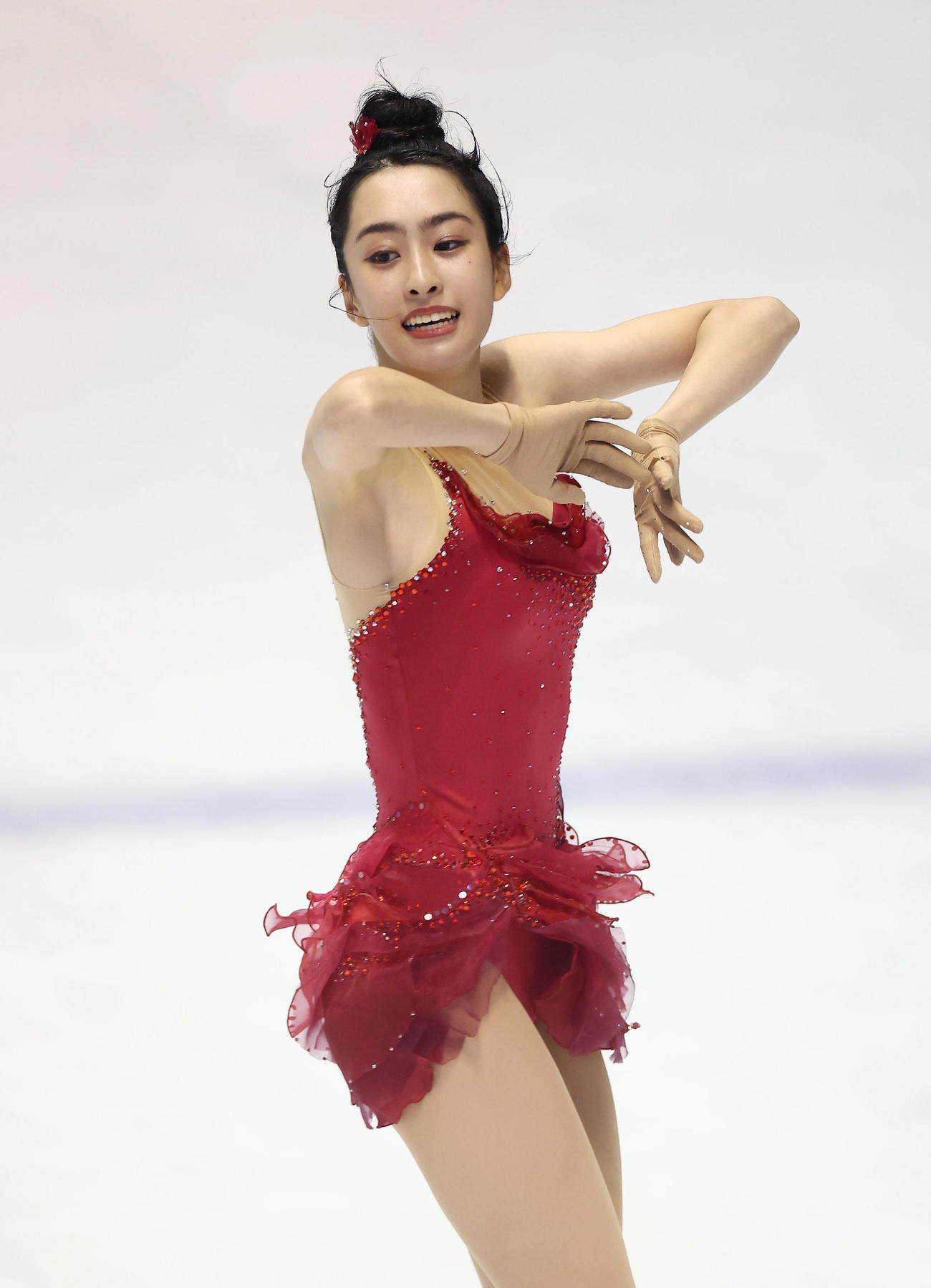 全日本ジュニア選手権の女子フリーで演技する櫛田育良（撮影・前田充）