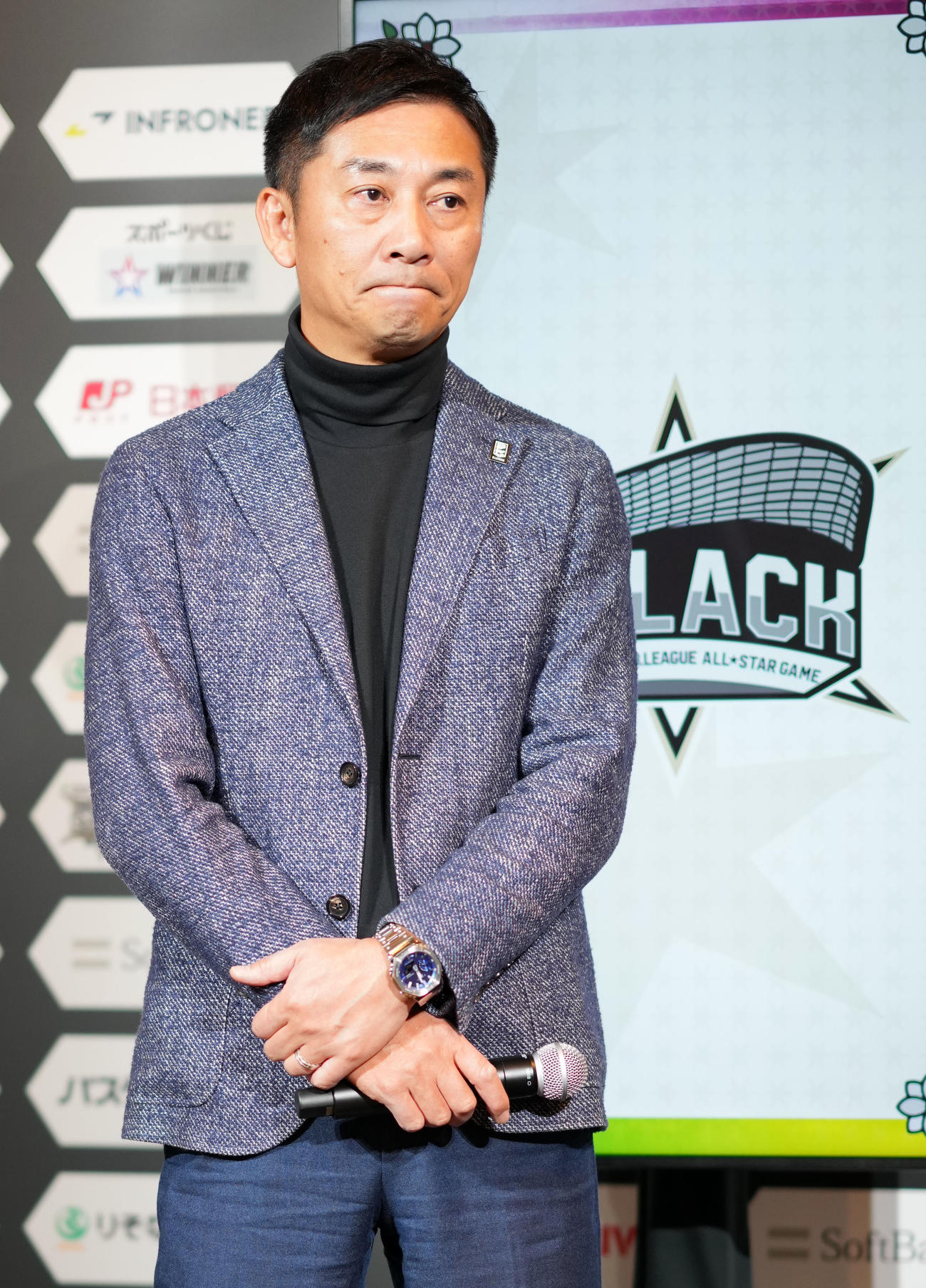 オールスター発表会見に登壇した島田チェアマン（撮影・横山健太）