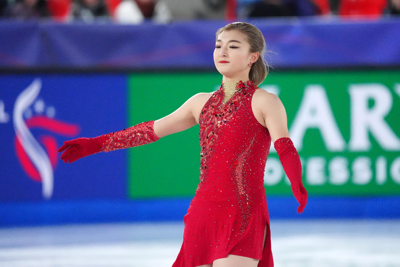 グランプリ（GP）ファイナル　女子SP　演技を終えた坂本花織（撮影　パオロ・ヌッチ）