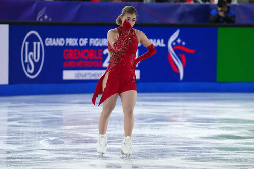 グランプリ(GP)ファイナル 女子SP 演技を終えた坂本花織(撮影 パオロ・ヌッチ)