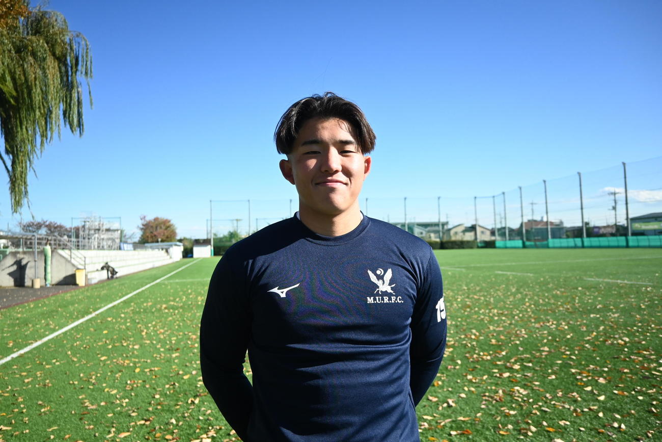 100回目の早明戦に向け意気込みを語る明大1年の萩井耀司（撮影・飯岡大暉）