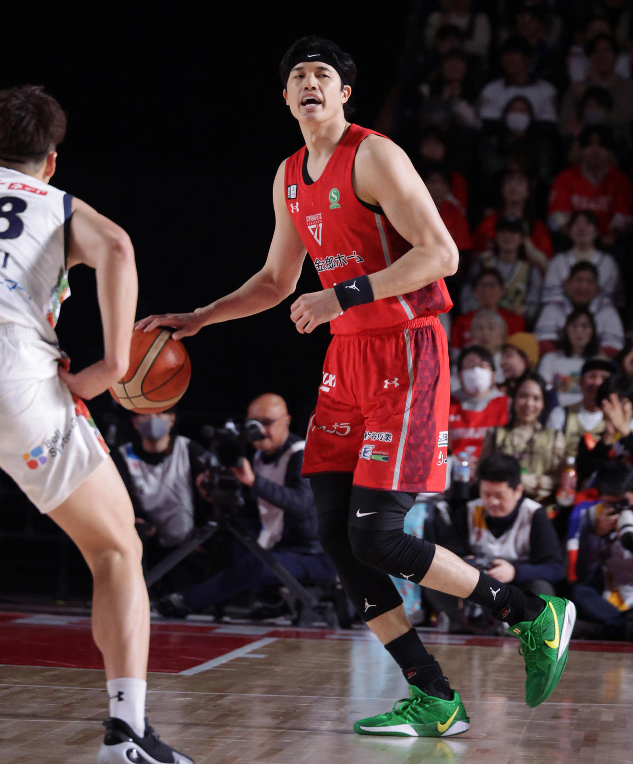 千葉J対琉球　第1クオーター、元気に試合に復帰した千葉J渡辺（撮影・中島郁夫）