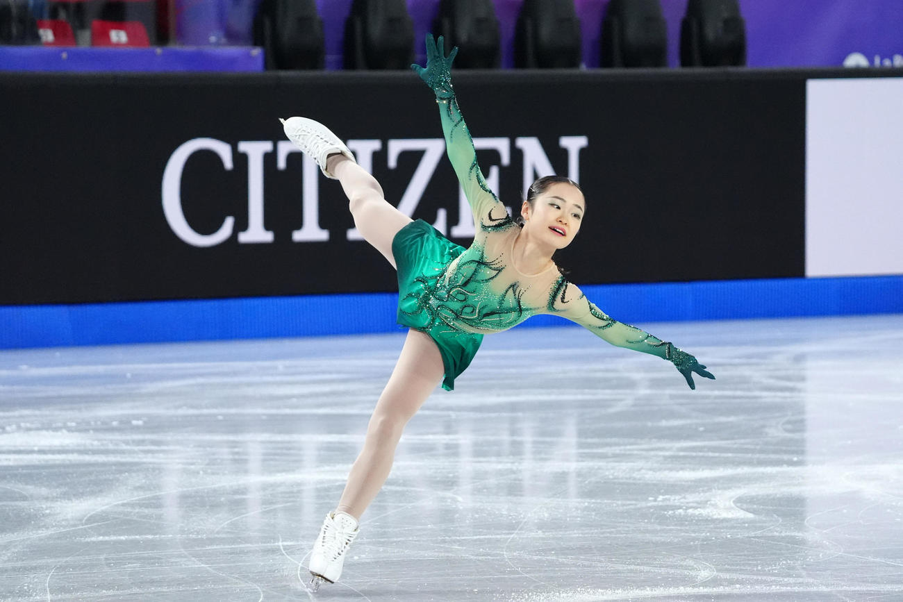 ジュニアGPファイナル　ジュニア女子SP演技する島田麻央（撮影　パオロ・ヌッチ）