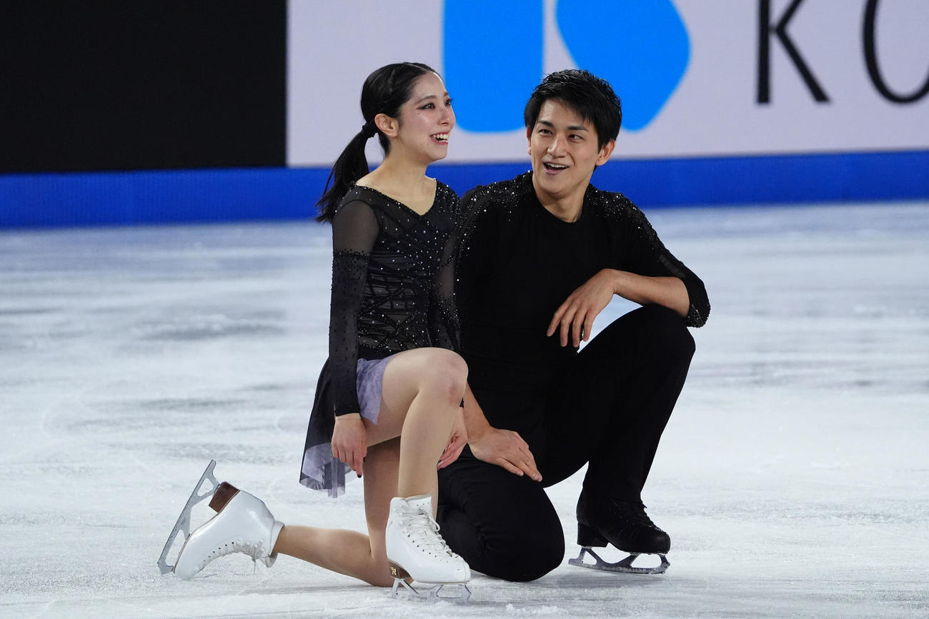 GPファイナル　ペアSP　演技する三浦璃来、木原龍一組（撮影　パオロ・ヌッチ）