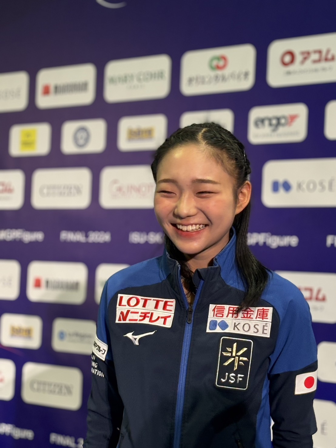 ジュニアGPファイナルで2位に入り、喜びを笑顔で表現した和田薫子（撮影・松本愛香）
