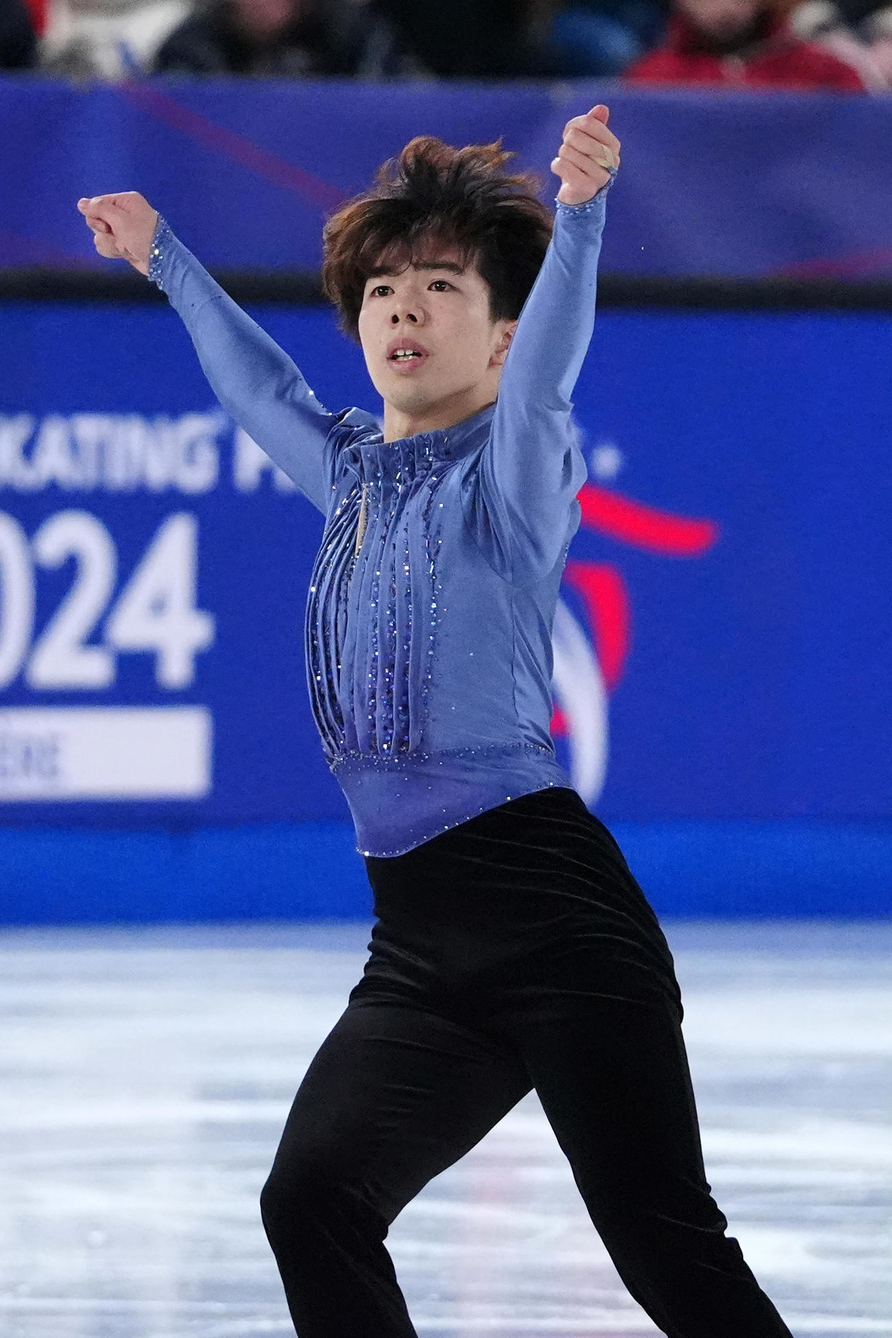 GPファイナル　男子SP　演技する佐藤駿（撮影　パオロ・ヌッチ）