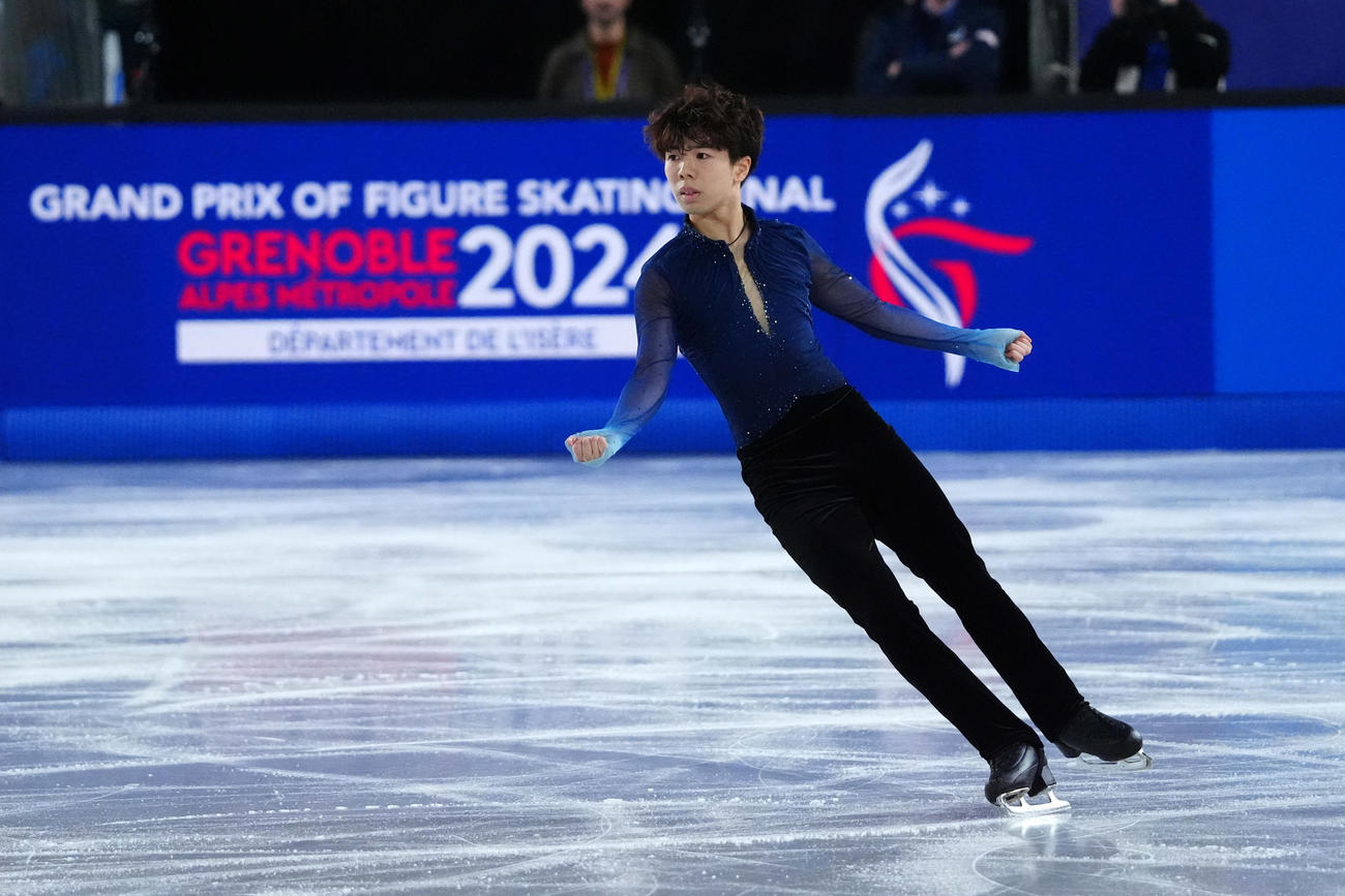 GPファイナル　男子フリー　演技する佐藤駿（撮影　パオロ・ヌッチ）