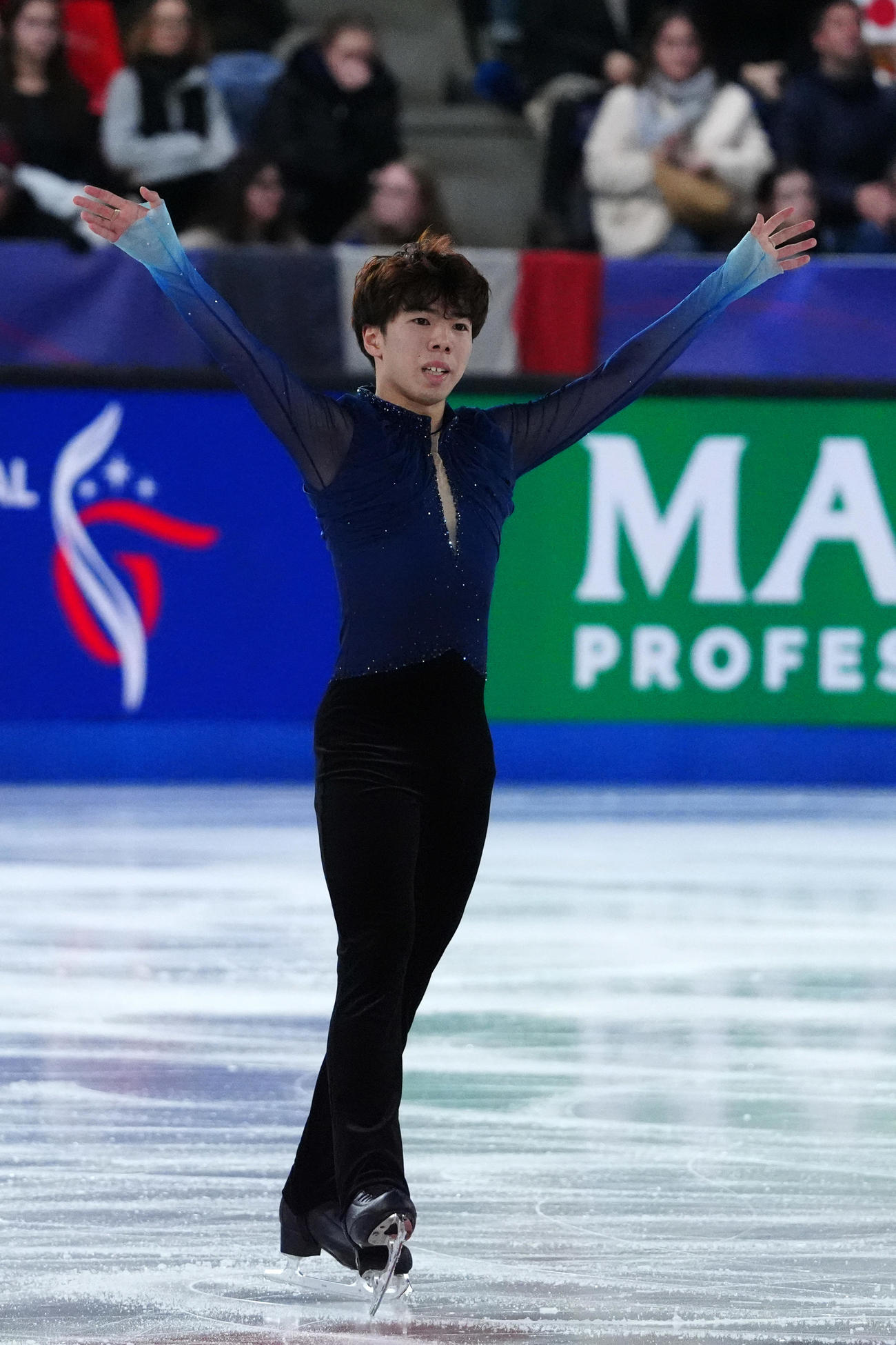 GPファイナル　男子フリー　演技を終えた佐藤駿（撮影　パオロ・ヌッチ）