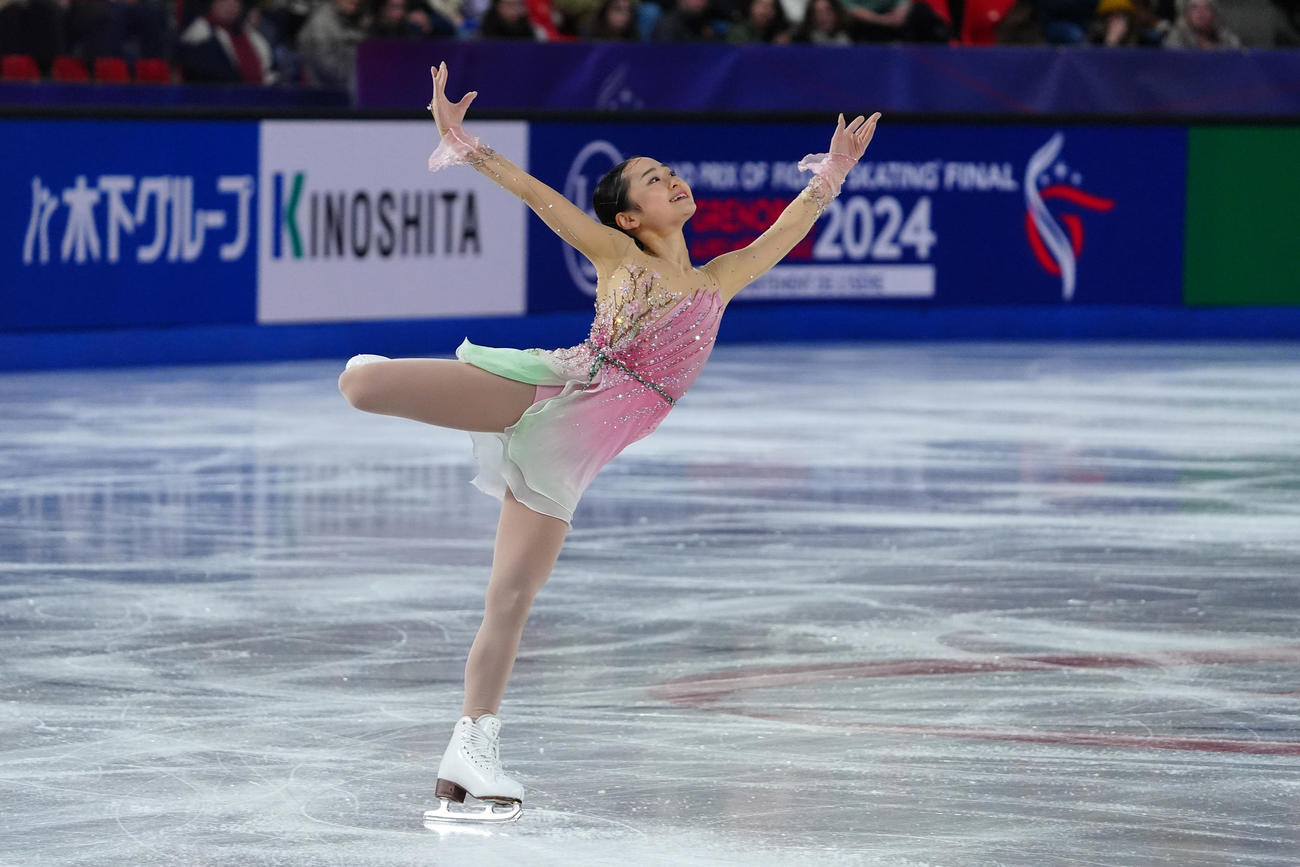 Jr女子フリーで演技を披露する島田（撮影・パオロ　ヌッチ）
