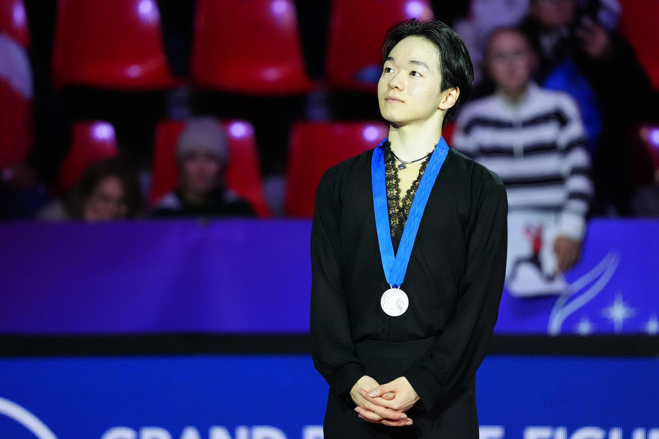 GPファイナル　男子フリー　2位の鍵山優真（撮影　パオロ・ヌッチ）
