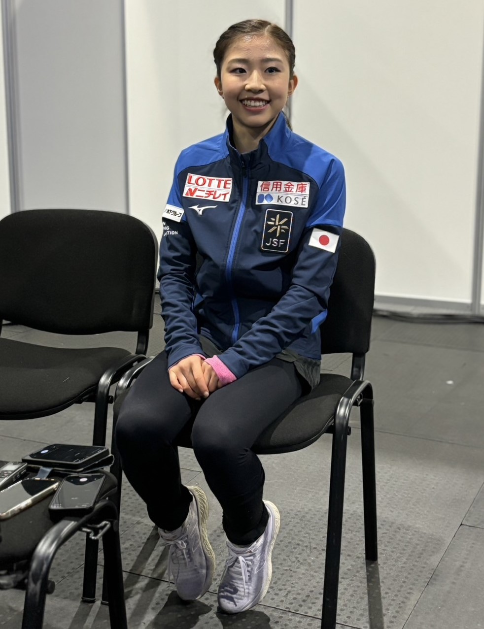 フィギュアスケートGPファイナルを終えて一夜明け取材に応じる千葉（撮影・松本愛香）