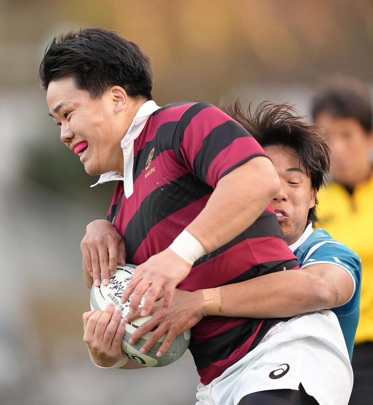 早大対近大　後半、トライを奪う早大・安恒（撮影・足立雅史）
