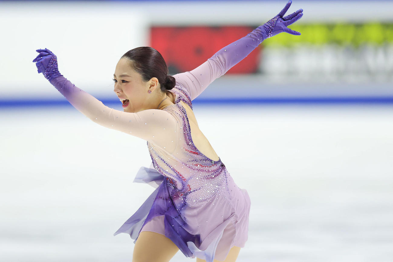 女子フリーで演技する樋口（撮影・前田充）