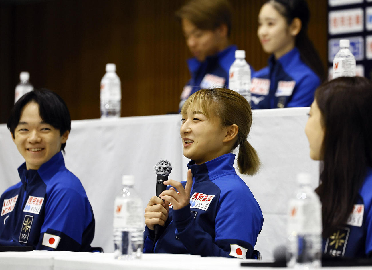 フィギュアの世界選手権出場が決まり、記者会見する坂本花織（撮影・藤尾明華）