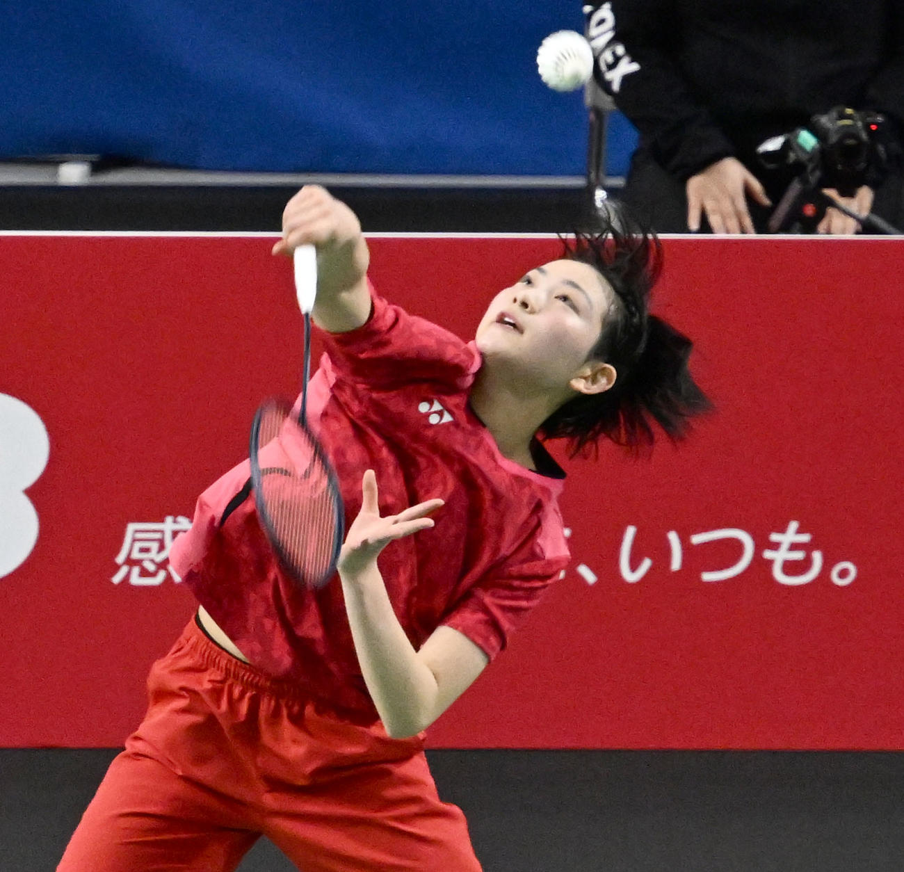 女子シングルス準決勝　宮崎友花対郡司莉子　決勝進出を決めた宮崎（撮影・千葉一成）