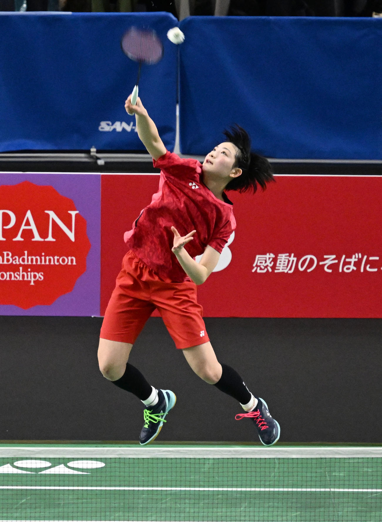 女子シングルス準決勝　宮崎友花対郡司莉子　決勝進出を決めた宮崎（撮影・千葉一成）