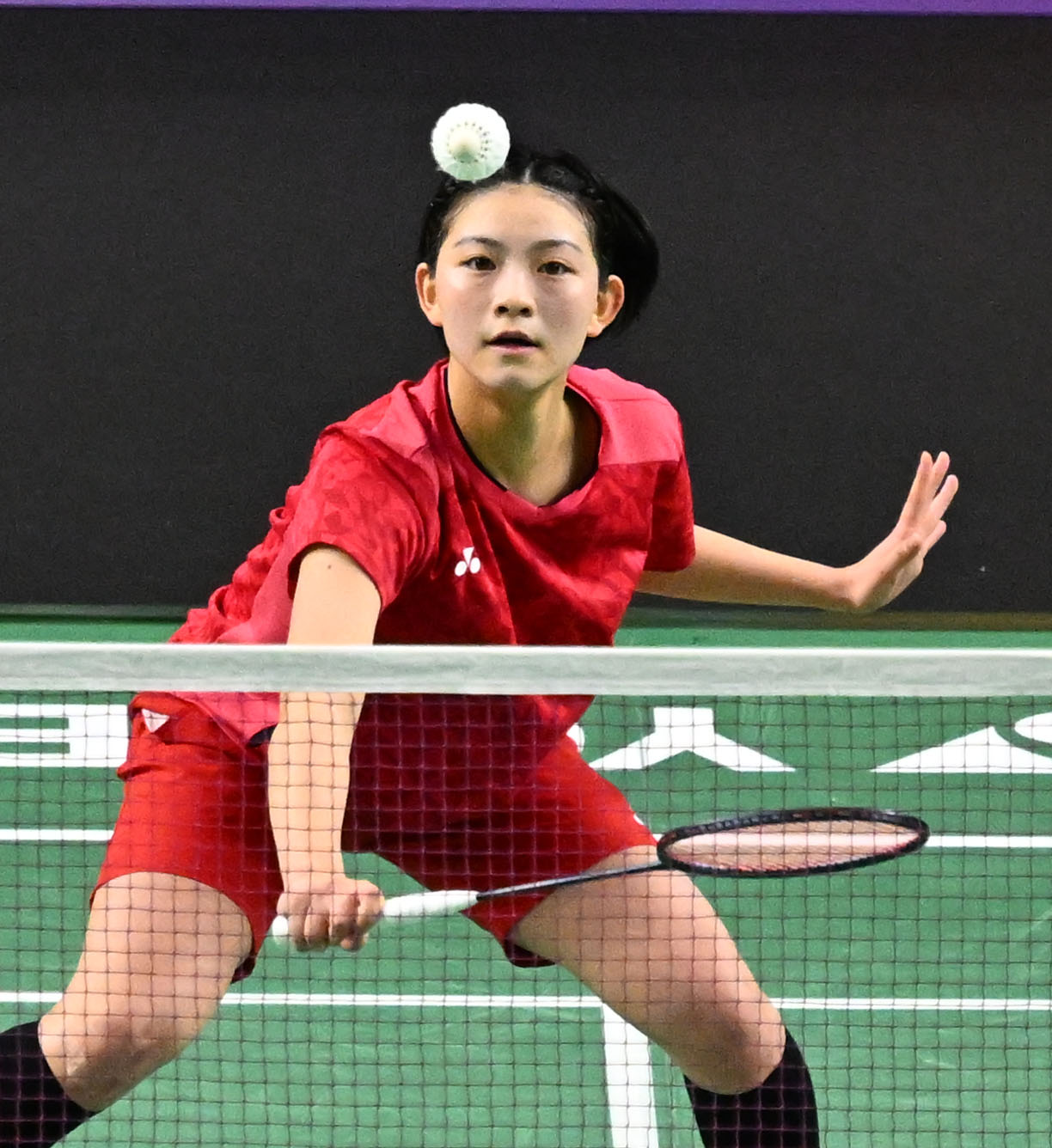 女子シングルス準決勝　宮崎友花対郡司莉子　決勝進出を決めた宮崎（撮影・千葉一成）