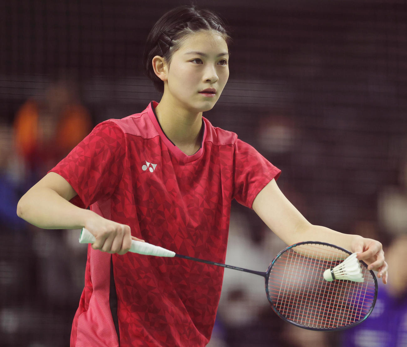 女子シングルスで優勝した宮崎（撮影・野上伸悟）