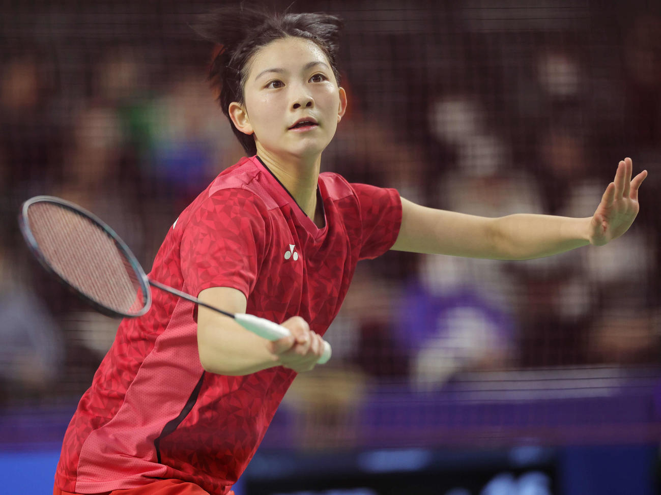 女子シングルスで優勝した宮崎（撮影・野上伸悟）