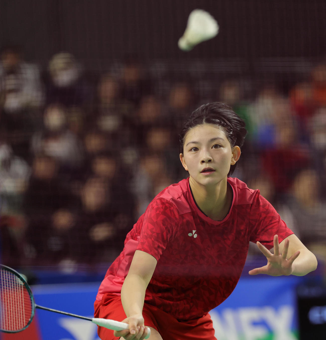 女子シングルスで優勝した宮崎（撮影・野上伸悟）