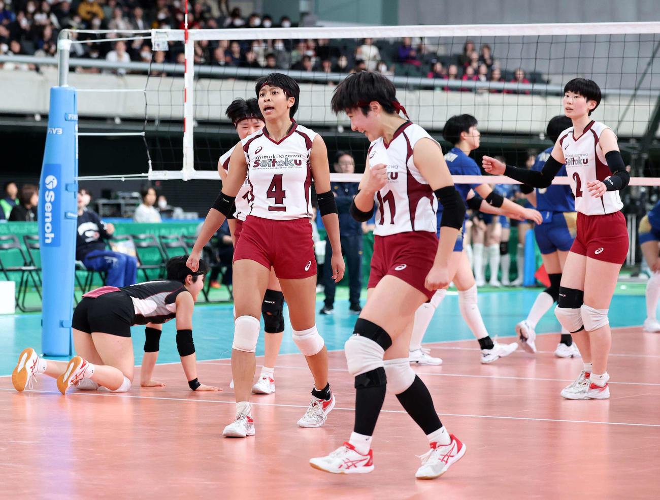 下北沢成徳対金蘭会　決勝進出を決めた下北沢成徳の選手たち（撮影・鈴木正人）