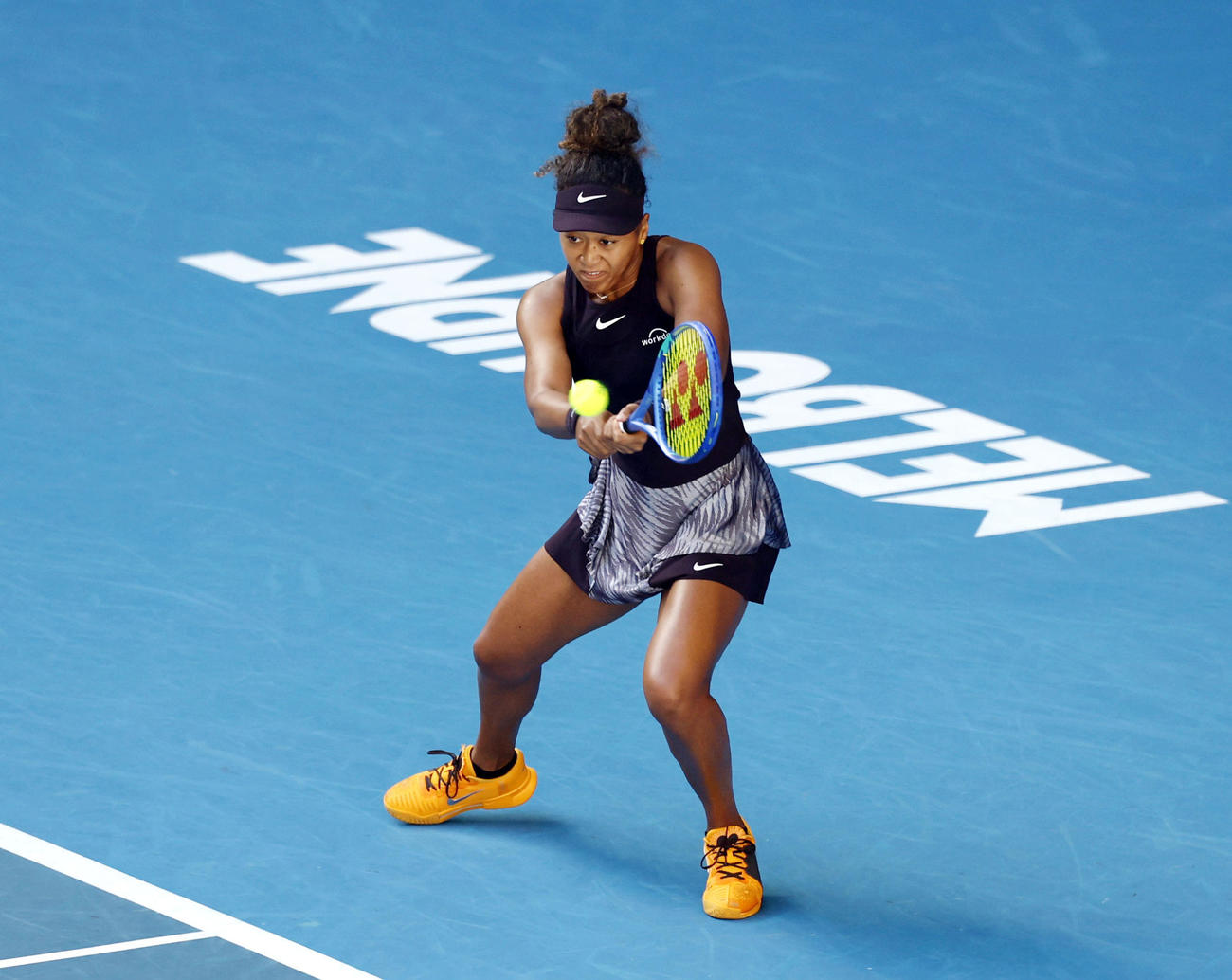 女子シングルス3回戦でプレーする大坂なおみ＝メルボルン（共同）