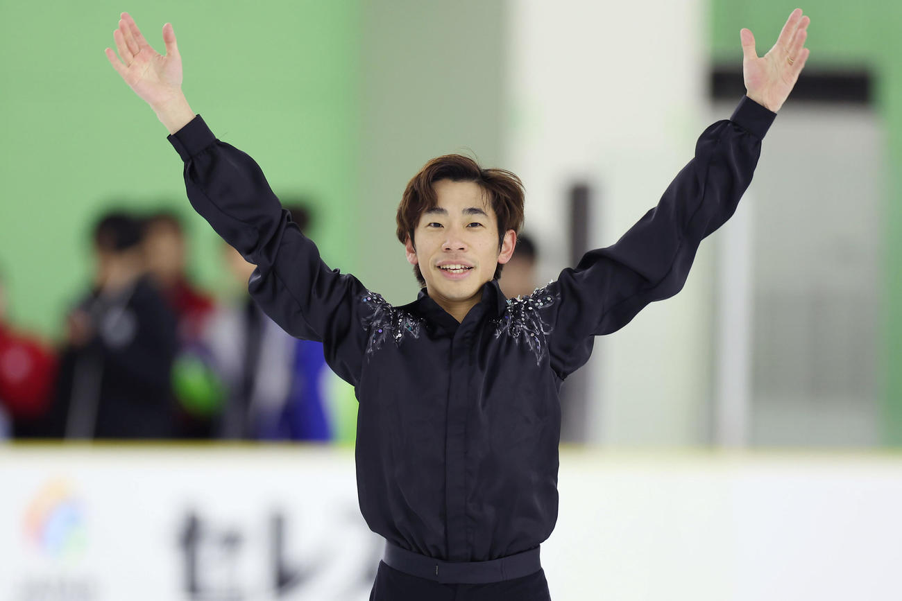 成年男子フリーの演技を終えた織田信成（撮影・前田充）
