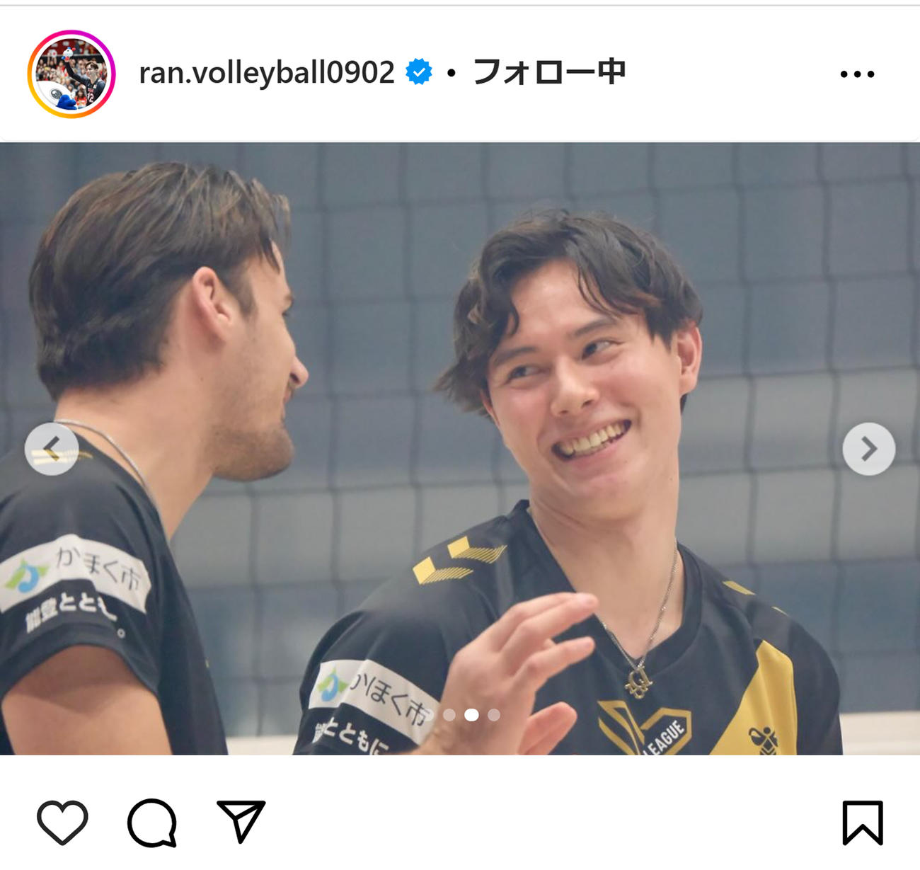 高橋藍のインスタグラムから