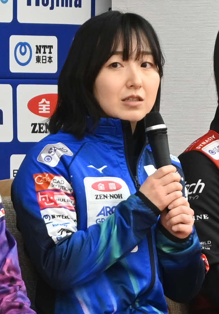 日本選手権への意気込みを語るロコ・ソラーレの藤沢（撮影・飯岡大暉）
