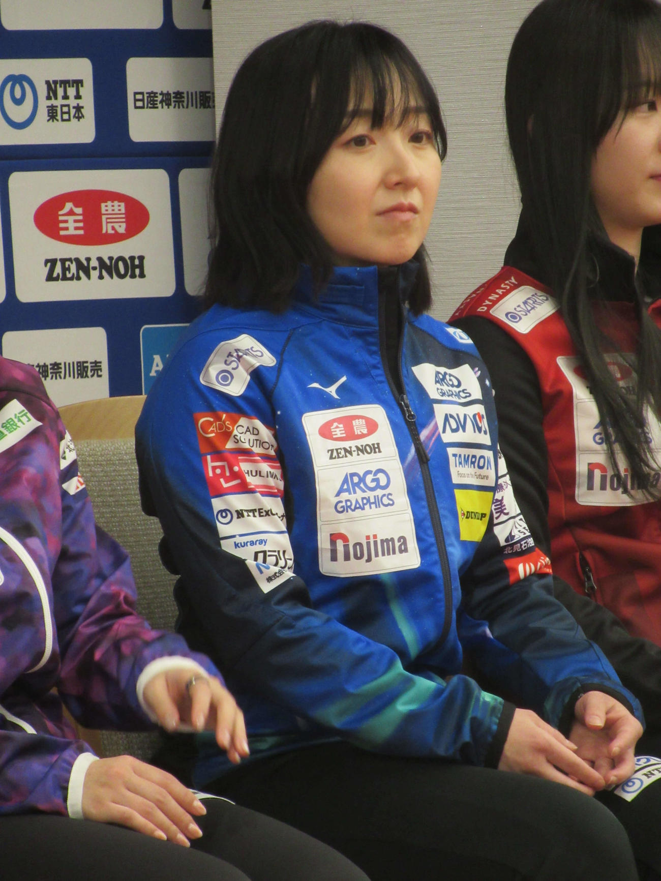日本選手権前日会見に出席したロコ・ソラーレのスキップ藤沢五月（撮影・益田一弘）