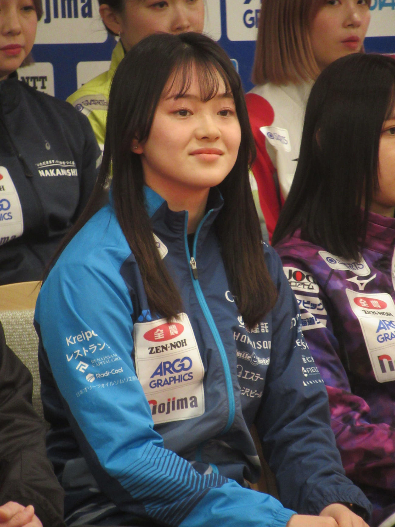 日本選手権前日会見に出席したSC軽井沢クのスキップ上野美優（撮影・益田一弘）