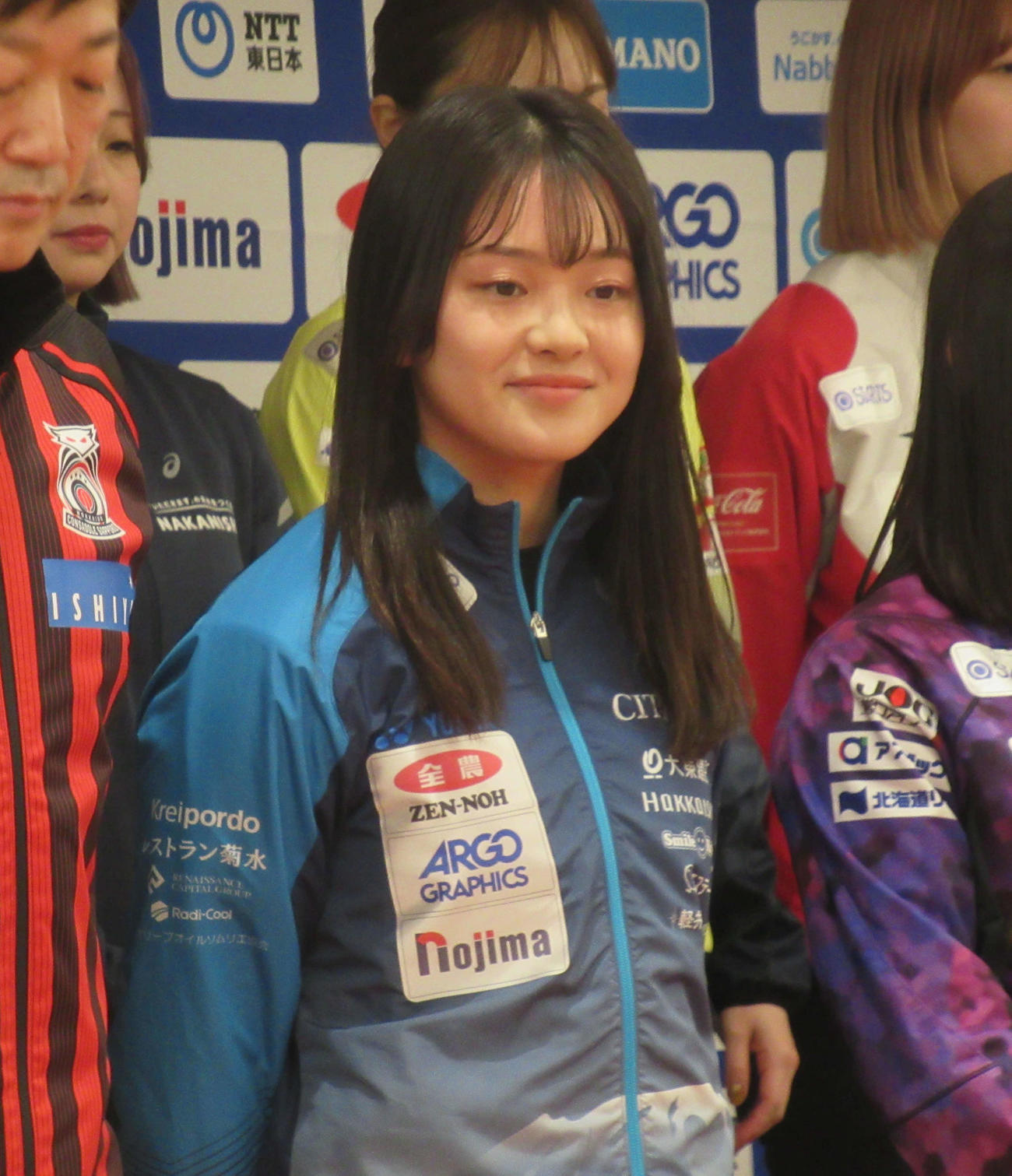 日本選手権前日会見に出席したSC軽井沢クのスキップ上野美優（撮影・益田一弘）