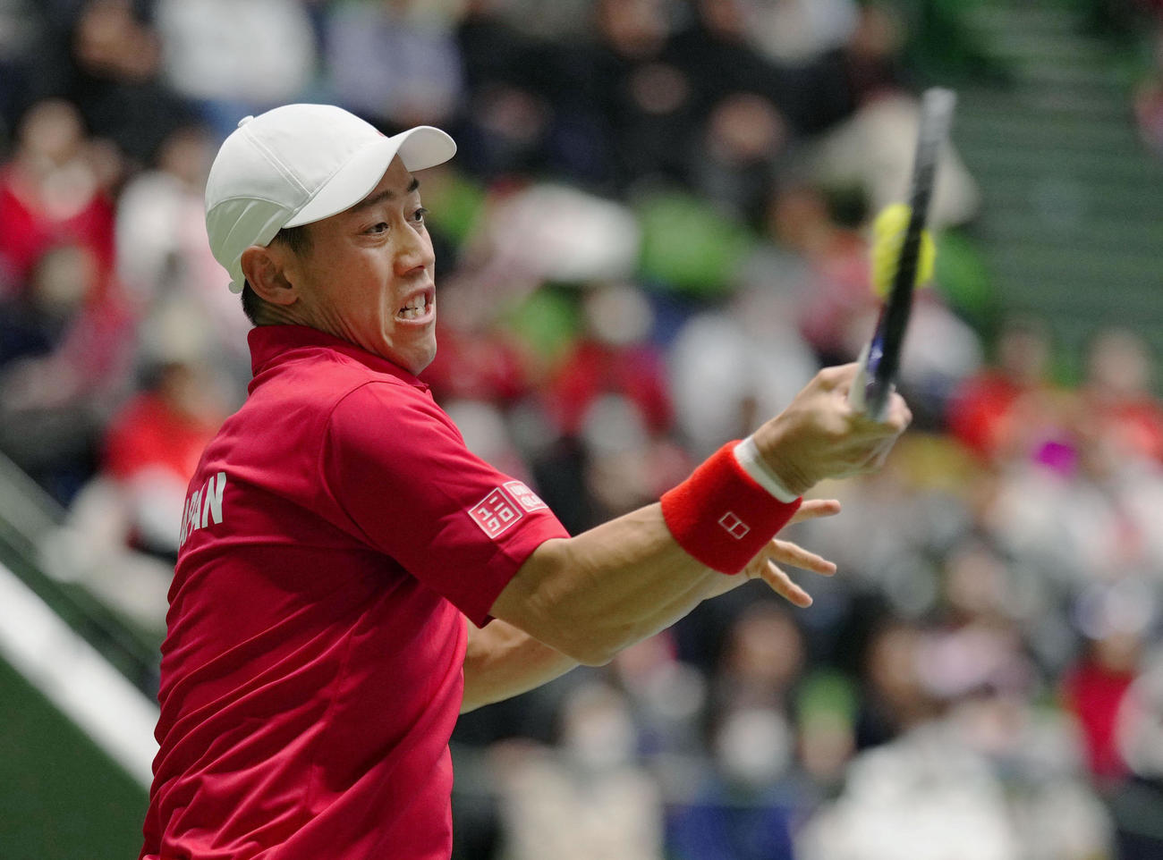 日本対英国　ハリスと対戦する錦織圭（共同）