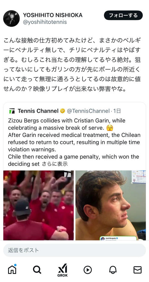 テニス】西岡良仁「リプレイ出来ない弊害やな」国際大会で発生した騒動