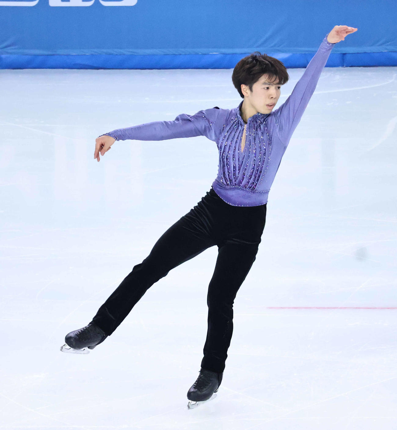 SPに臨んだ佐藤駿（撮影・竹本穂乃加）＝2025年2月11日、中国・ハルビン