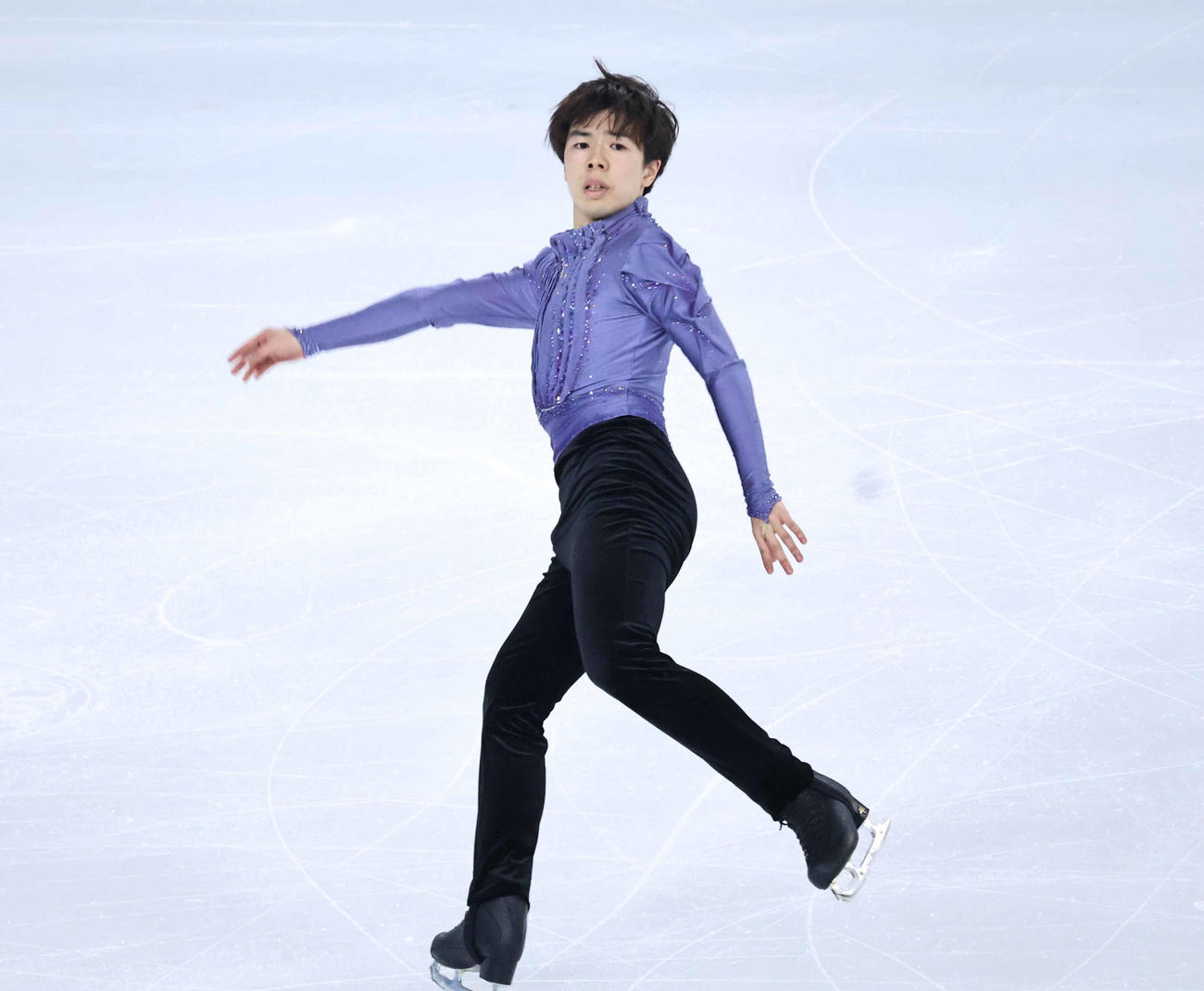 SPに臨んだ佐藤駿（撮影・竹本穂乃加）＝2025年2月11日、中国・ハルビン