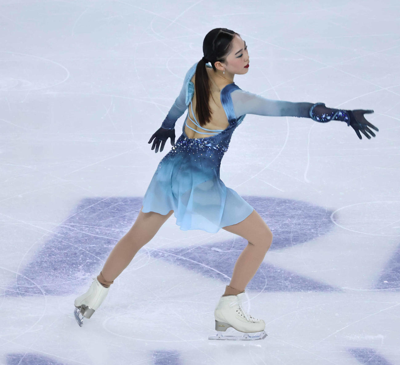 SPに臨んだ吉田陽菜（撮影・竹本穂乃加）＝2025年2月12日、中国・ハルビン
