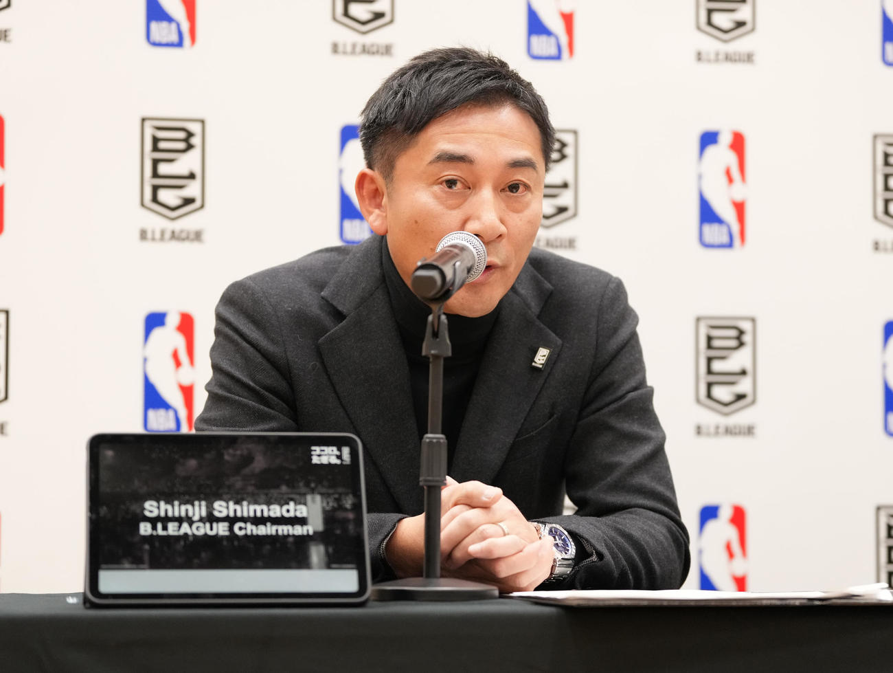 Bリーグの島田慎二チェアマン（2025年1月18日撮影）