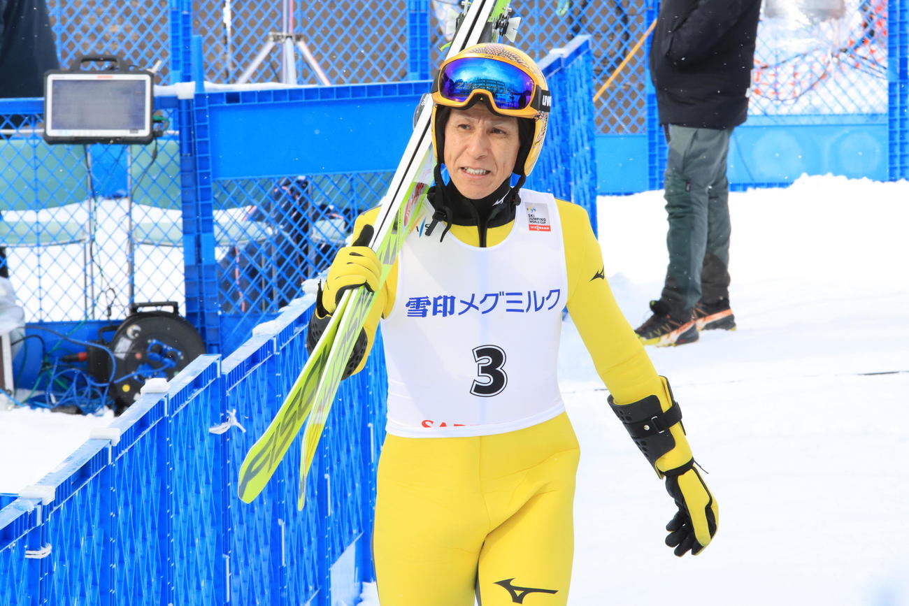 公式練習に参加する葛西（撮影・保坂果那）
