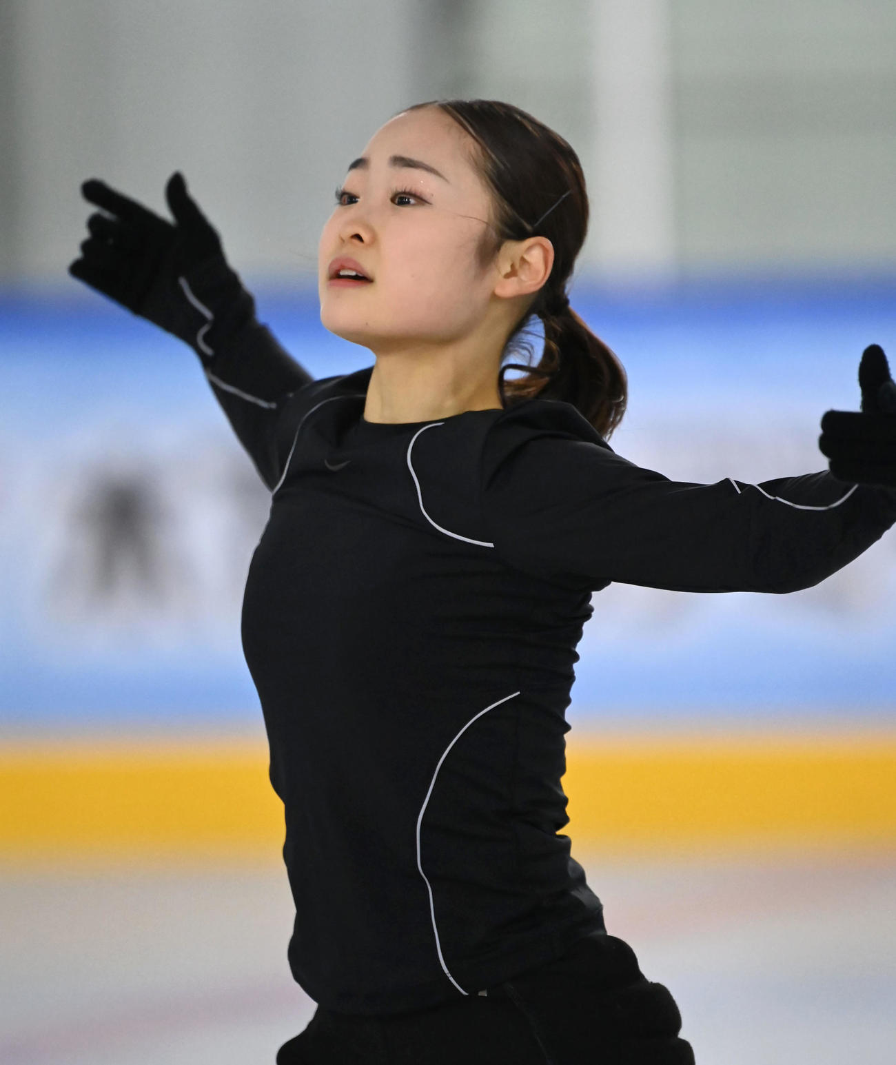 公開練習で調整する島田麻央（撮影・石井愛子）