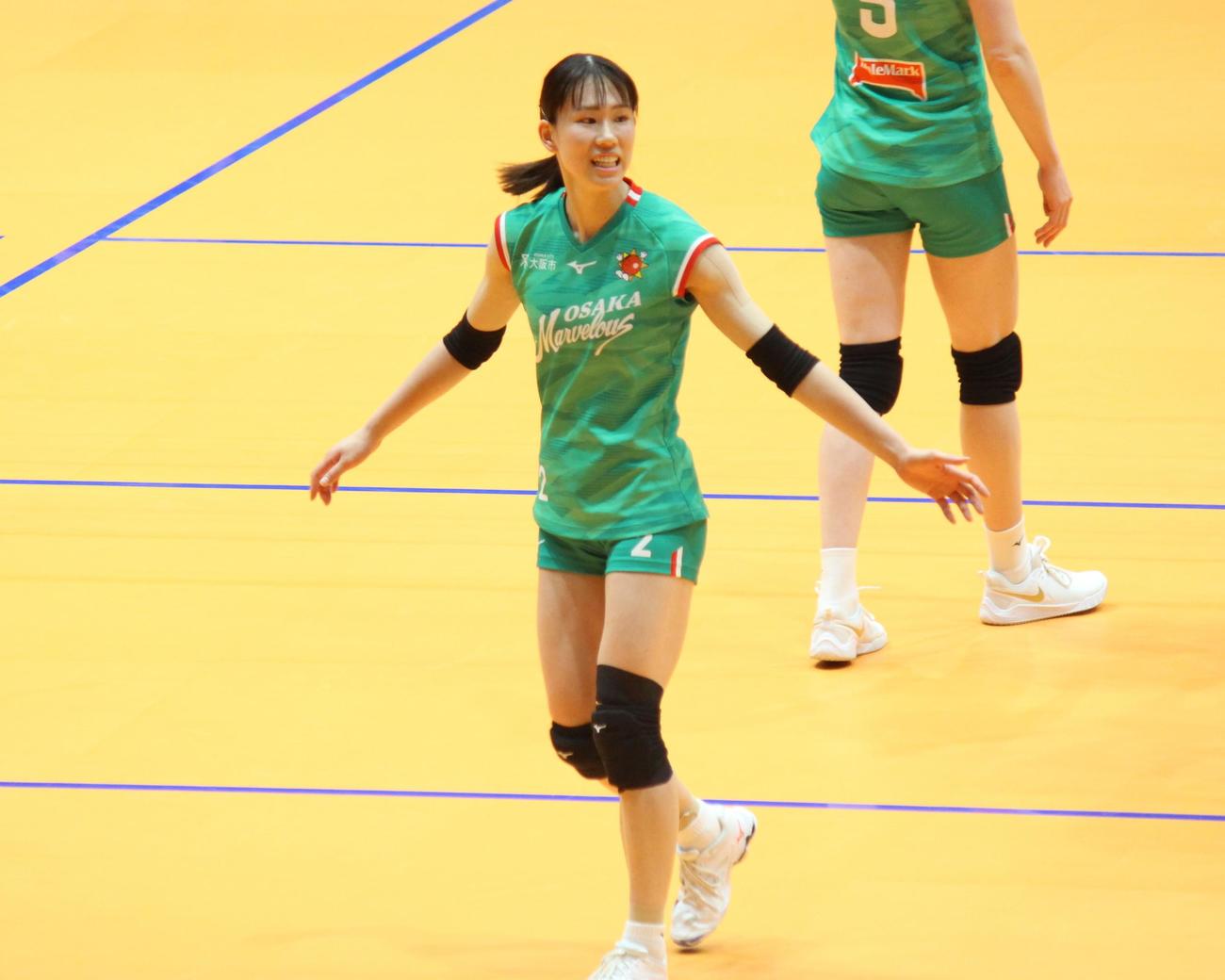 得点を喜ぶ大阪Mの林（撮影・勝部晃多）