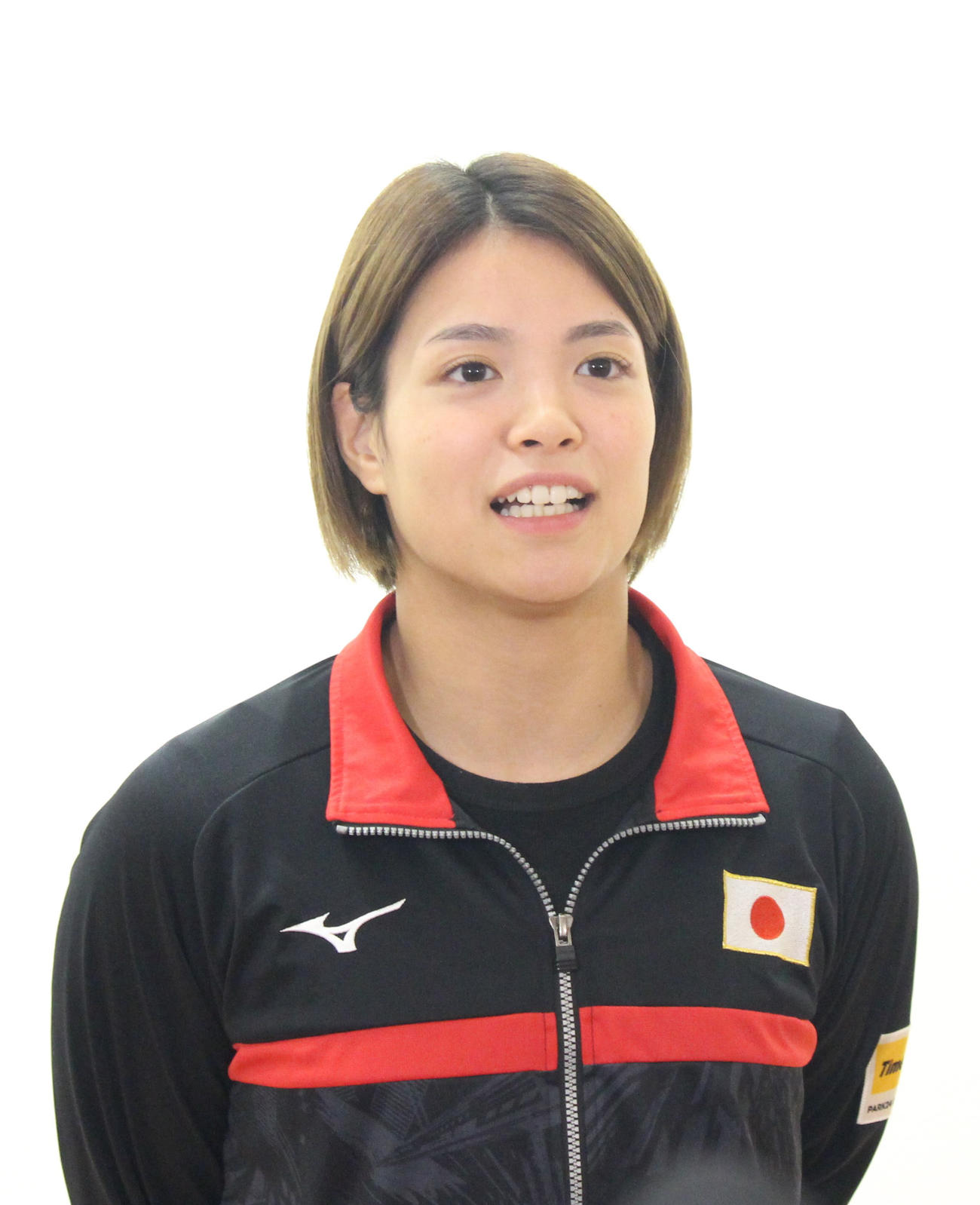GSバクーから帰国し、取材に応じる阿部詩（撮影・勝部晃多）