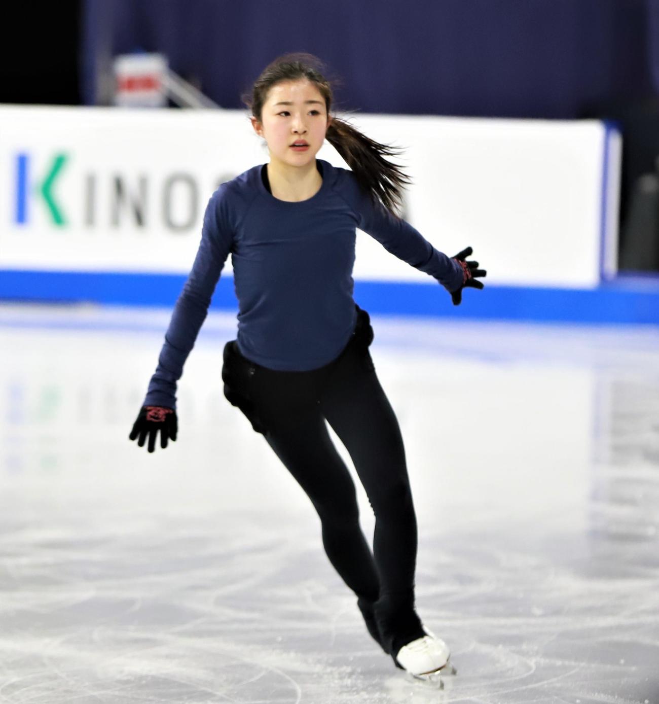 4大陸選手権の公式練習に参加した千葉百音　（撮影・藤塚大輔）