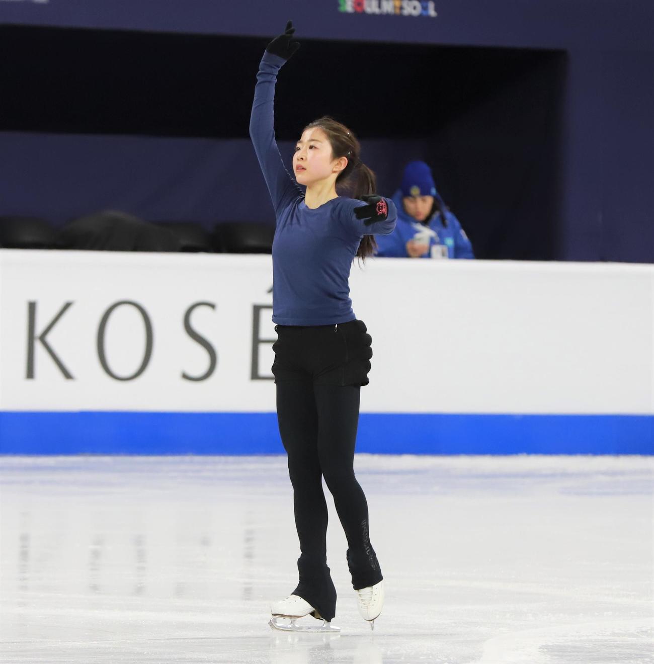 4大陸選手権の公式練習に参加した千葉百音　（撮影・藤塚大輔）