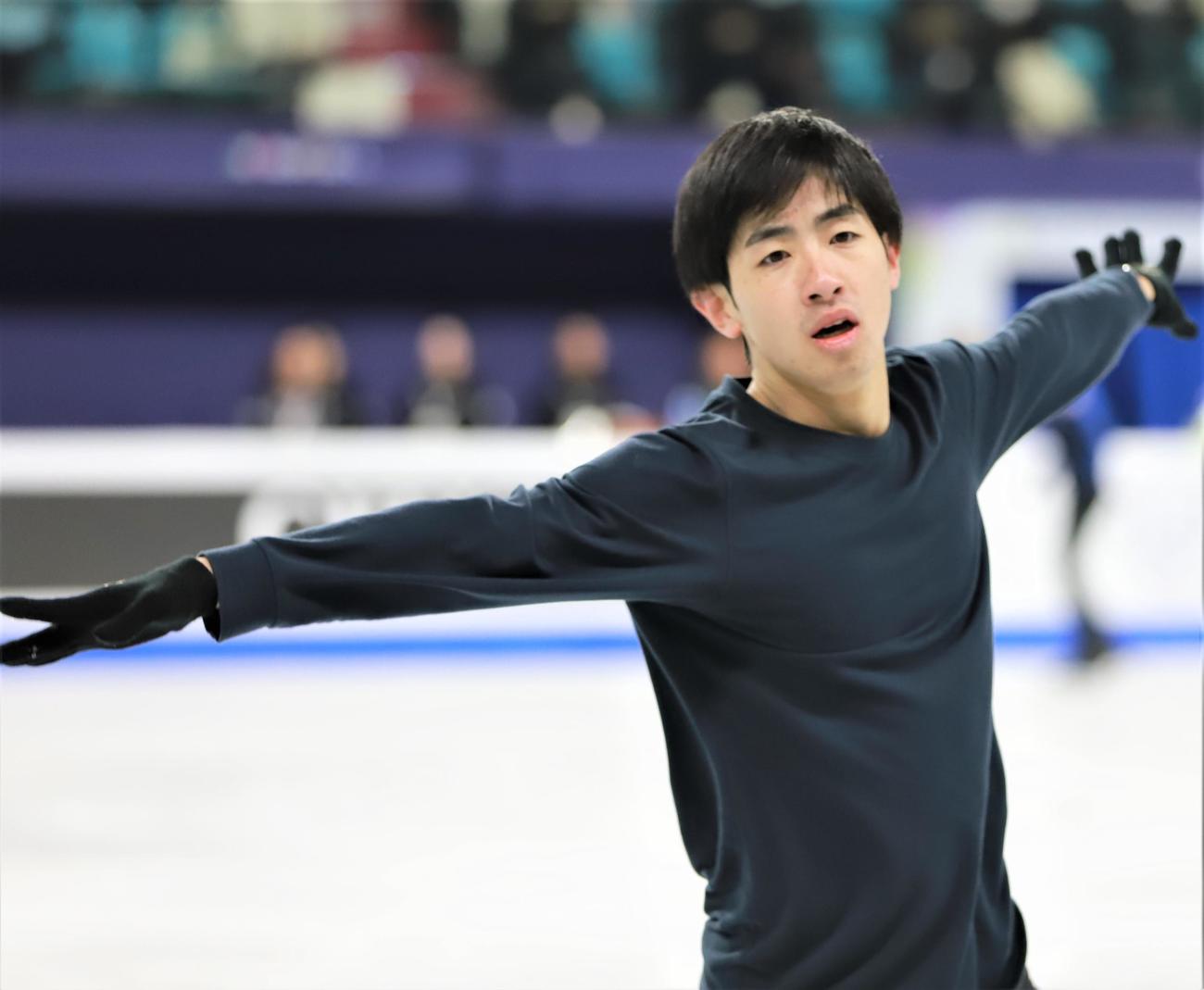 4大陸選手権の公式練習に参加した壷井達也（撮影・藤塚大輔）
